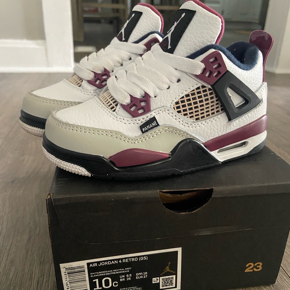 Jordan Kids Shoes White and Burgundy